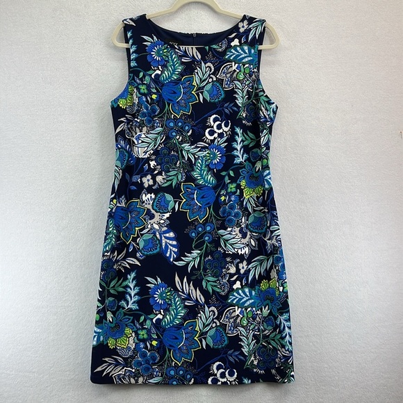 Alyx Dresses & Skirts - Alex Women’s Knit Sheath Dress Size 14 Blue/Green/White Polyester/ Spandex EUC